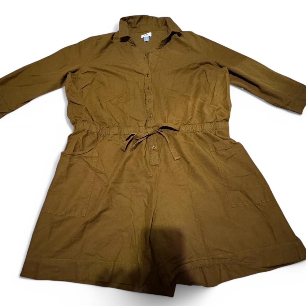 Brown Button-Up Romper